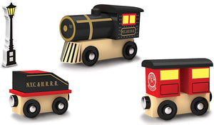 Original Steam Engine Real Wood Toy Train Set