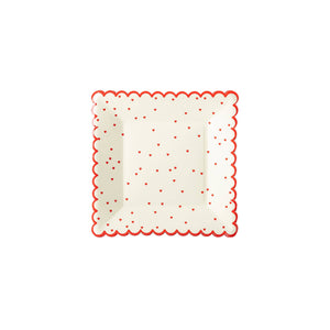 VAL941 - Valentine Red Scattered Heart Scalloped 8" Plate