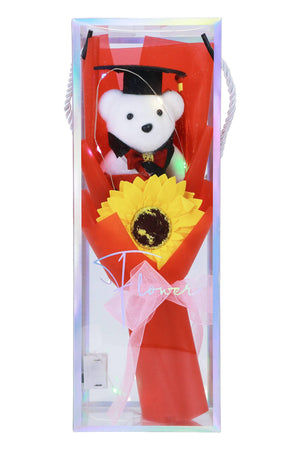 Graduation Bear Sunflower Bouquet LED Gift Box