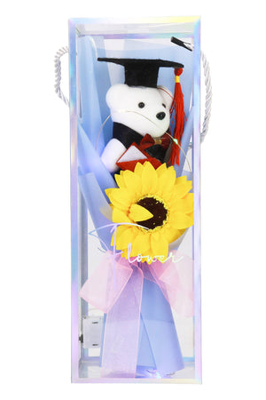 Graduation Bear Sunflower Bouquet LED Gift Box