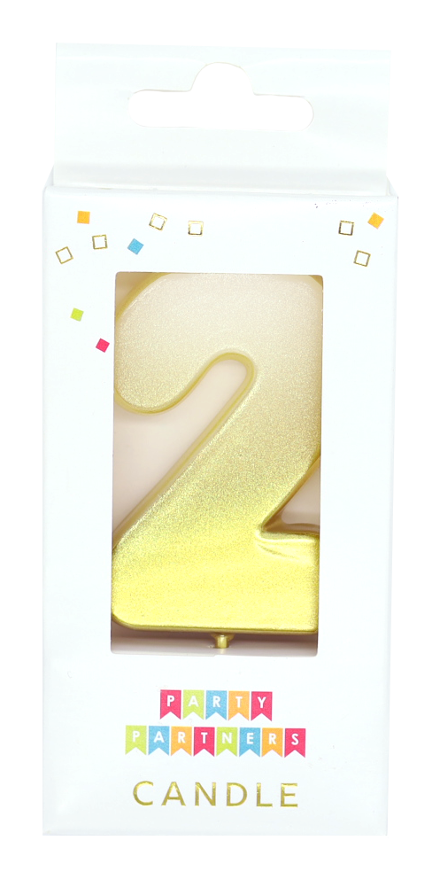 2 Gold Ombre Number Candle