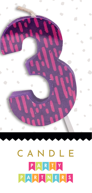 3 Colorful Decal Number Candle