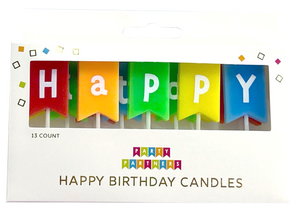 Happy Birthday Rainbow Banner Candle Set