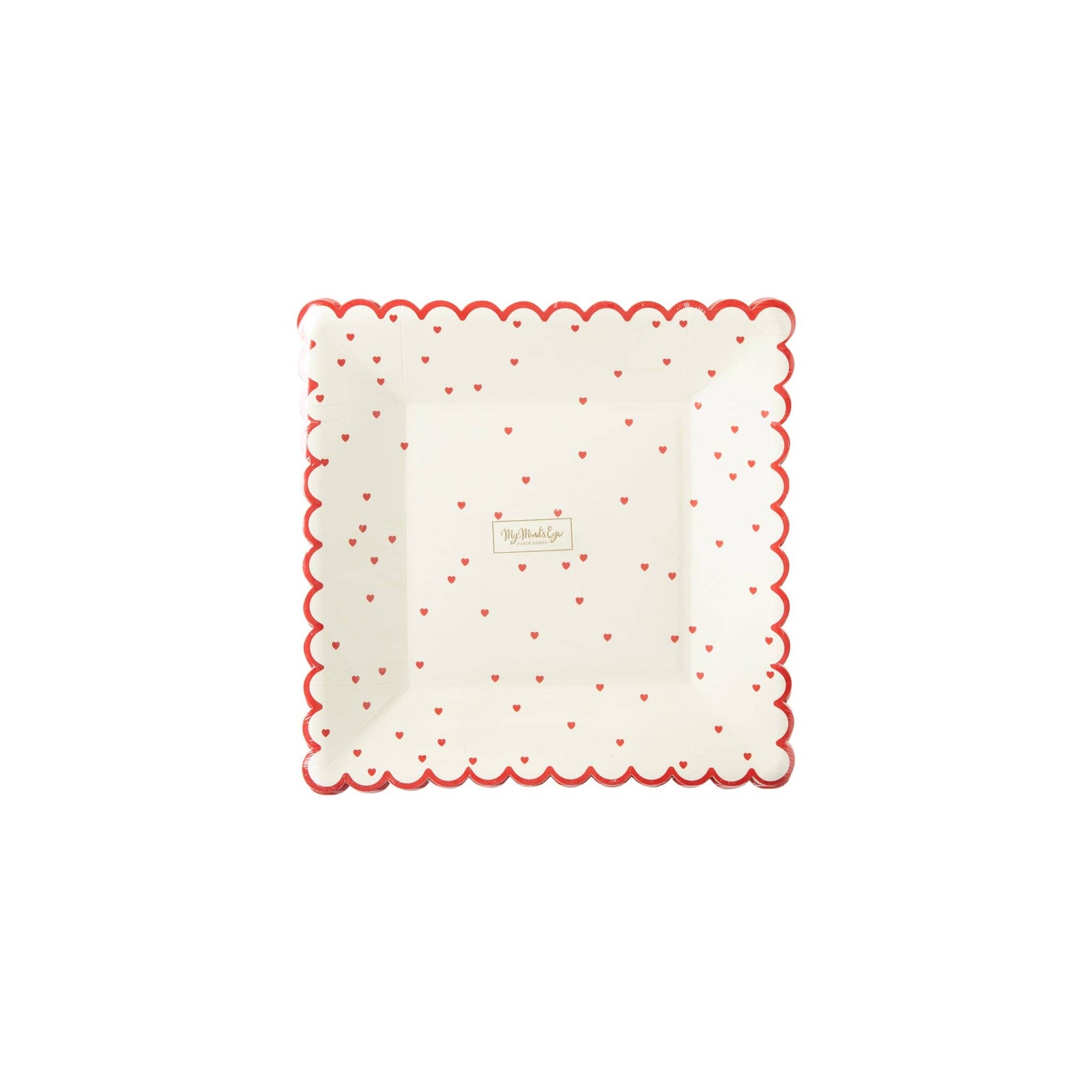 VAL941 - Valentine Red Scattered Heart Scalloped 8" Plate