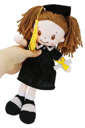 Graduation Girl and Boy Cap Gown Stuffed Rag Doll - 12 Inch
