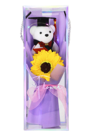 Graduation Bear Sunflower Bouquet LED Gift Box