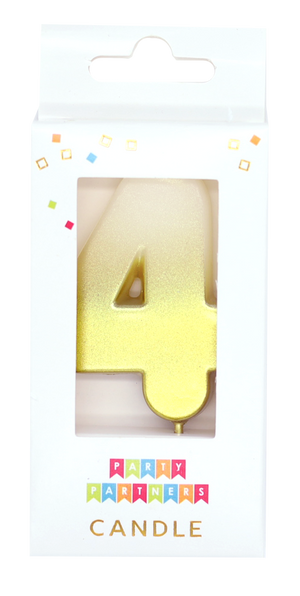 4 Gold Ombre Number Candle