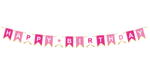 Pink Happy Birthday Banner