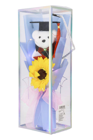 Graduation Bear Sunflower Bouquet LED Gift Box