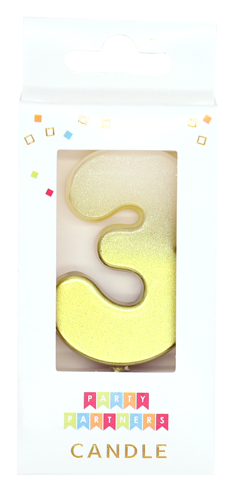 3 Gold Ombre Number Candle
