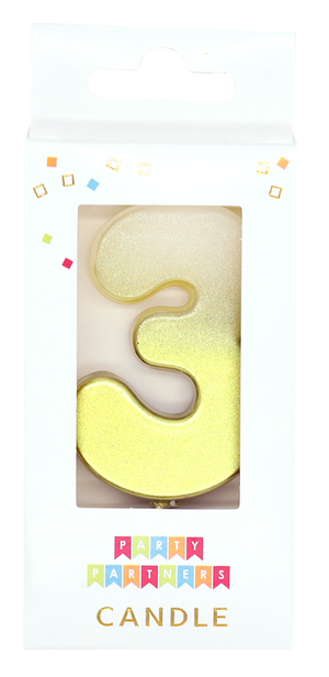 3 Gold Ombre Number Candle