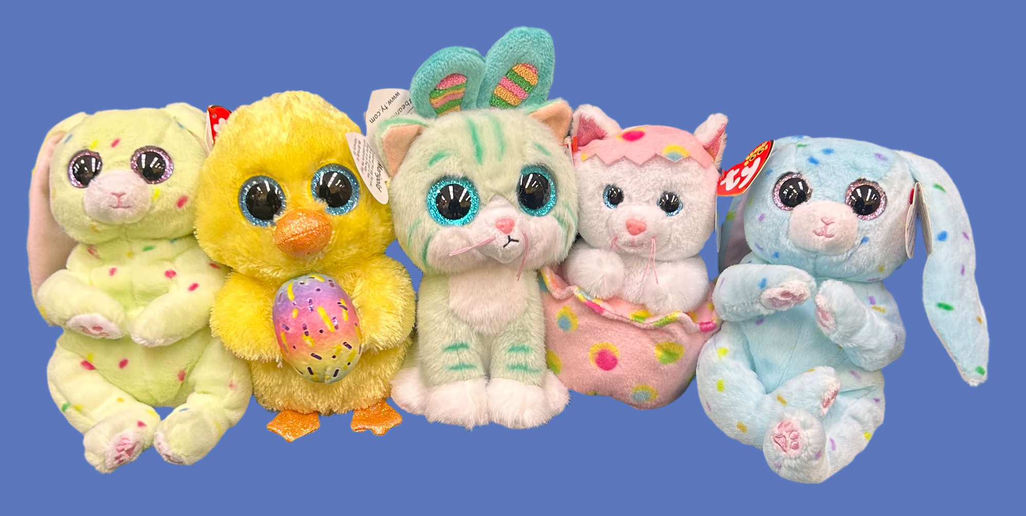 Ty 2025 Easter Bellies and Boos Plush Set of 5