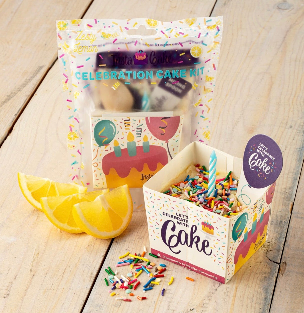 InstaCake Zesty Lemon Birthday Celebration Cake Kit