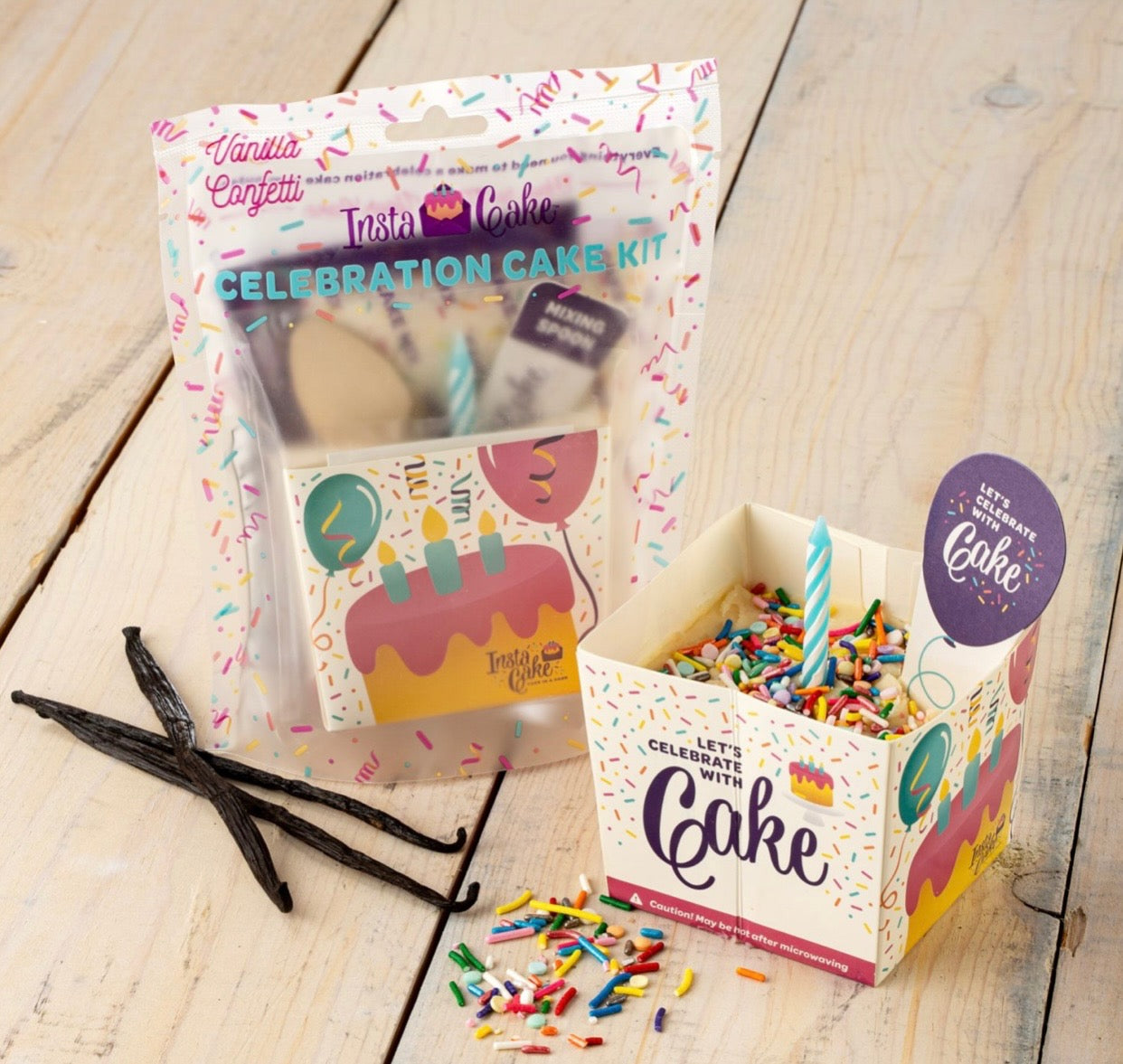 InstaCake Vanilla Confetti Birthday Celebration Cake Kit