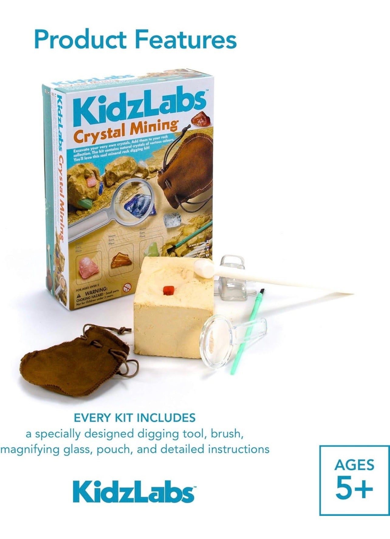 4M Kidzlabs Crystal Growing Science Kit - 3 DIY STEM Experiments For Kids & Teens
