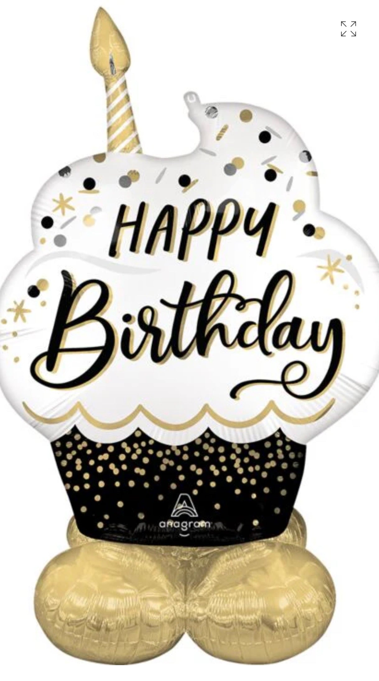 Black Silver and Gold 52” Birthday Wishes Airloonz