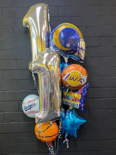 LA Sports all mylar bouquet with numbers