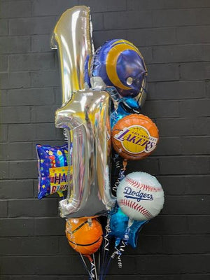 LA Sports all mylar bouquet with numbers