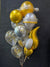 Silver, gold and clear Happy Birthday bouquet