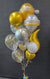 Silver, gold and clear Happy Birthday bouquet