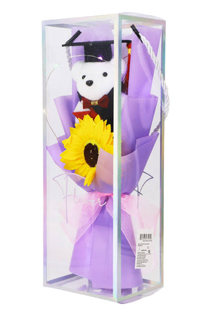 Graduation Bear Sunflower Bouquet LED Gift Box