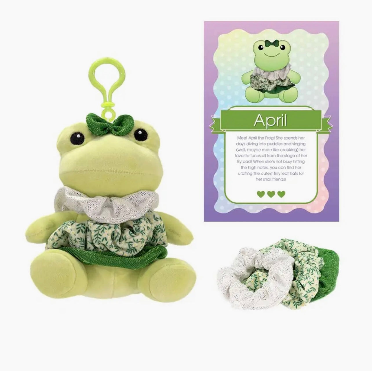 Scrunch Bunch 6" April Frog Plush Keychain