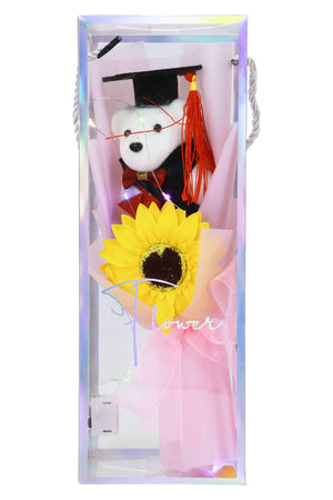 Graduation Bear Sunflower Bouquet LED Gift Box