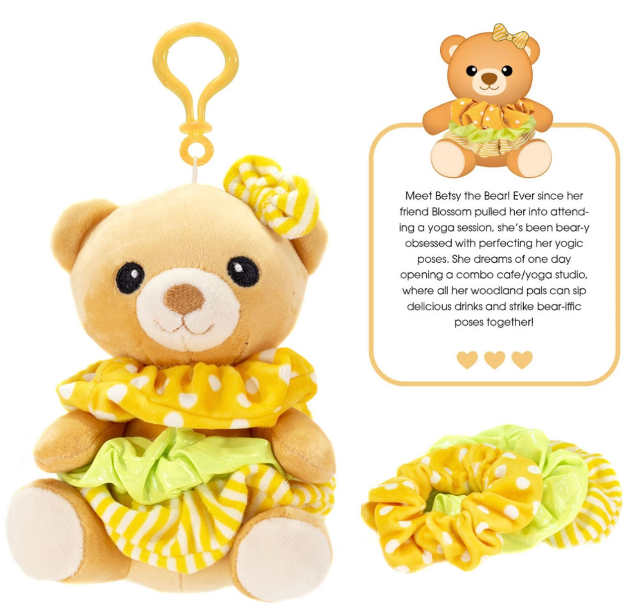 Scrunch Bunch 6" Betsy Bear Plush Keychain