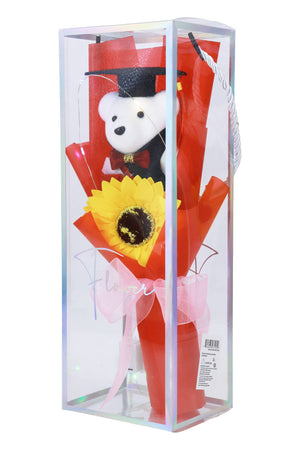 Graduation Bear Sunflower Bouquet LED Gift Box