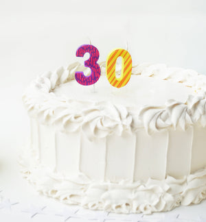 3 Colorful Decal Number Candle