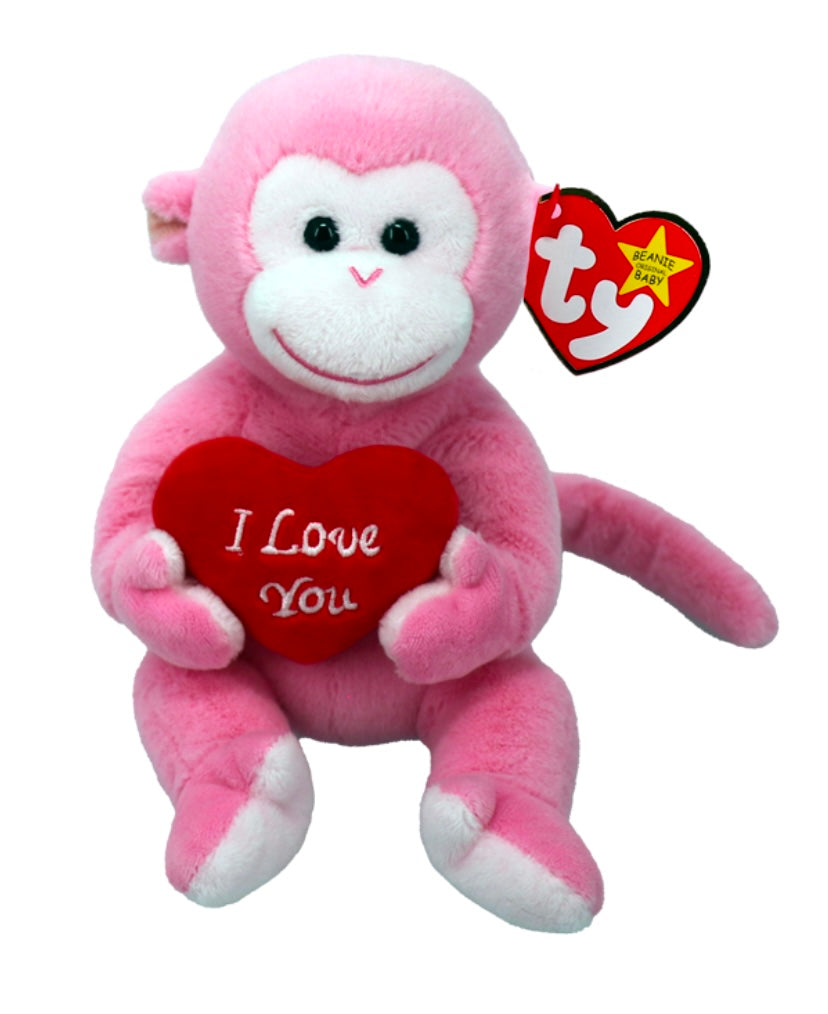 Ty Beanie Baby Cherub the Valentine's Day Pink Monkey