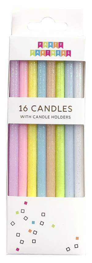 Tall Pastel Rainbow Gradient 16 Candle Set