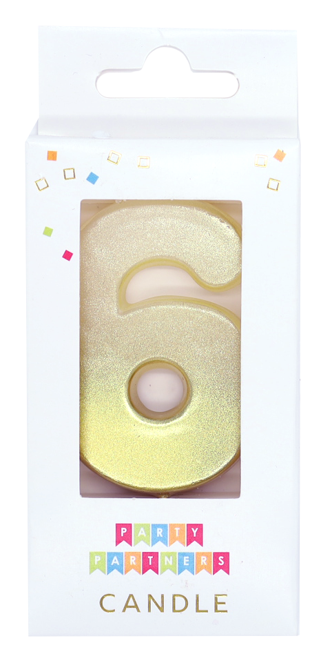 6 Gold Ombre Number Candle