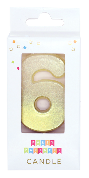 6 Gold Ombre Number Candle