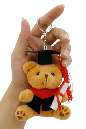 Assorted Graduation Teddy Bear Plush Keychain - 12 pcs