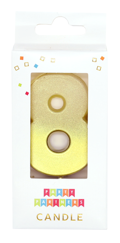 8 Gold Ombre Number Candle