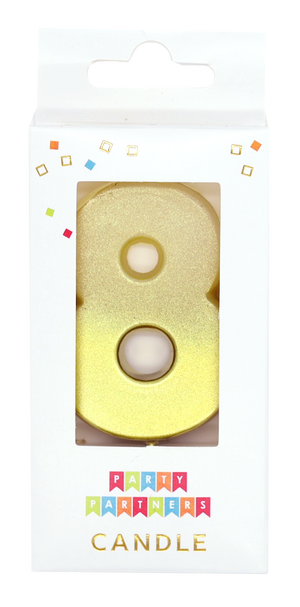 8 Gold Ombre Number Candle