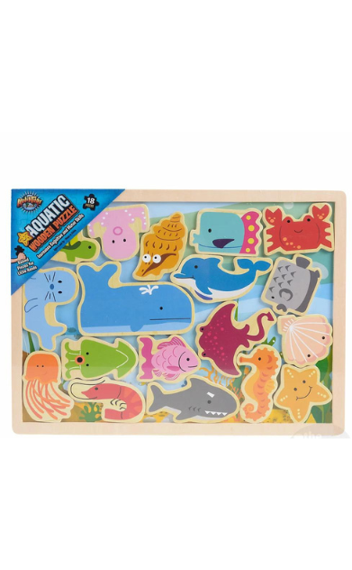 18pc Wooden Aquatic Raised Up Puzzle