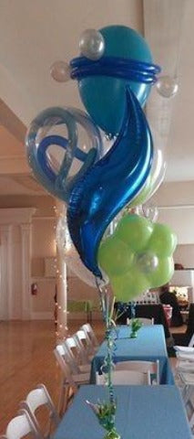 Teal, Sapphire, Lime Swirl Centerpiece