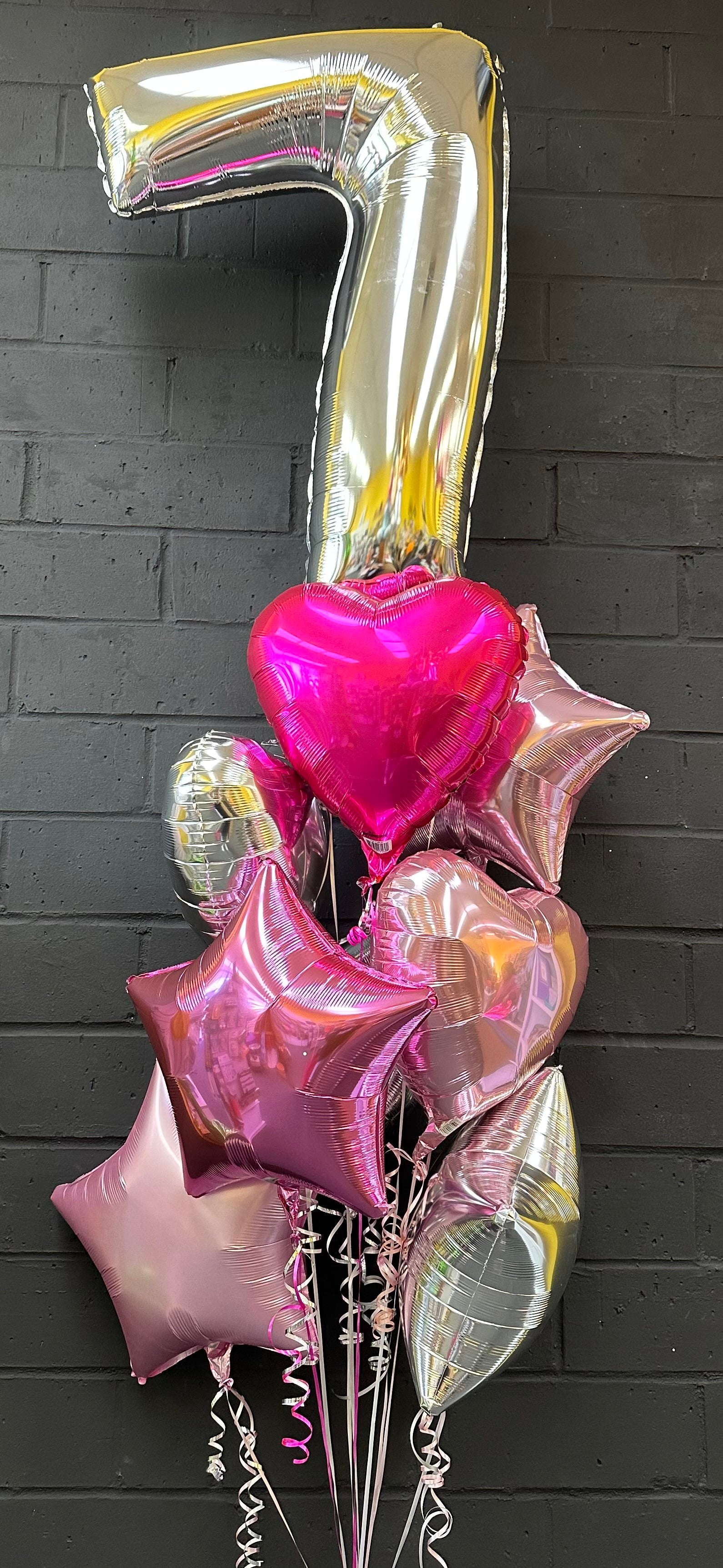 Pinks Hearts and Stars W/ Silver Number