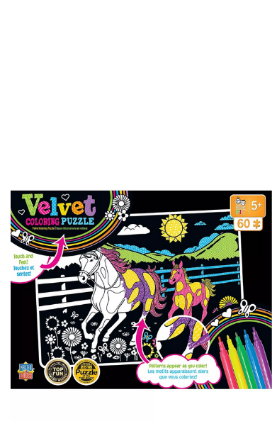 Horse & Pony 60pc Velvet Coloring Set