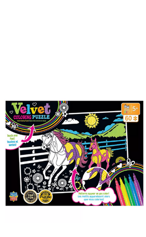 Horse & Pony 60pc Velvet Coloring Set