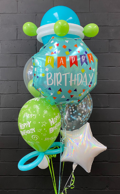 Caribbean, Lime & White Happy Birthday Bouquet