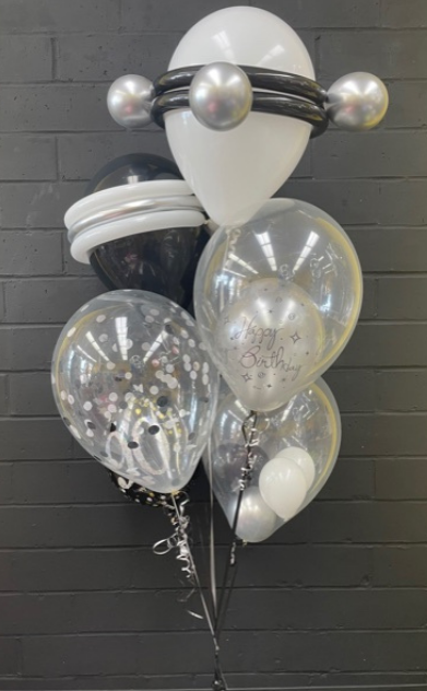 Black, White, Chrome Silver Centerpiece