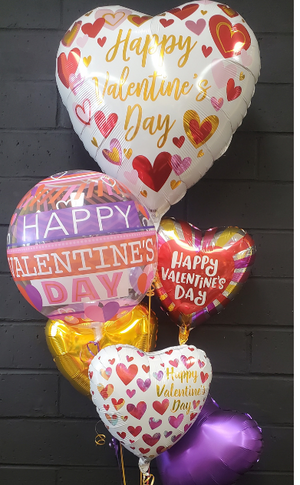All Mylar Valentine Purple & Gold Bouquet